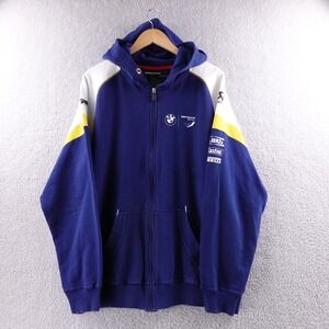 BMW Motorrad Mens 3XL Full Zip Hoodie Jacket Blue Yellow White Motorsport Racing